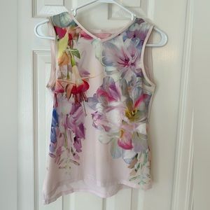 Ted Baker Pink Floral Sleeveless Blouse. Size 0